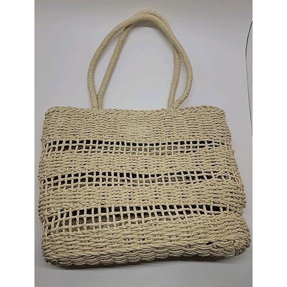 J.CREW Marseille 100% Paper Straw Open Weave Unstructured Market Tote Bag Beach - Picture 3 of 16
